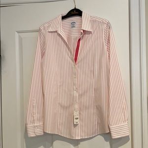 Brooks Brothers Pink & White Striped Button Down
